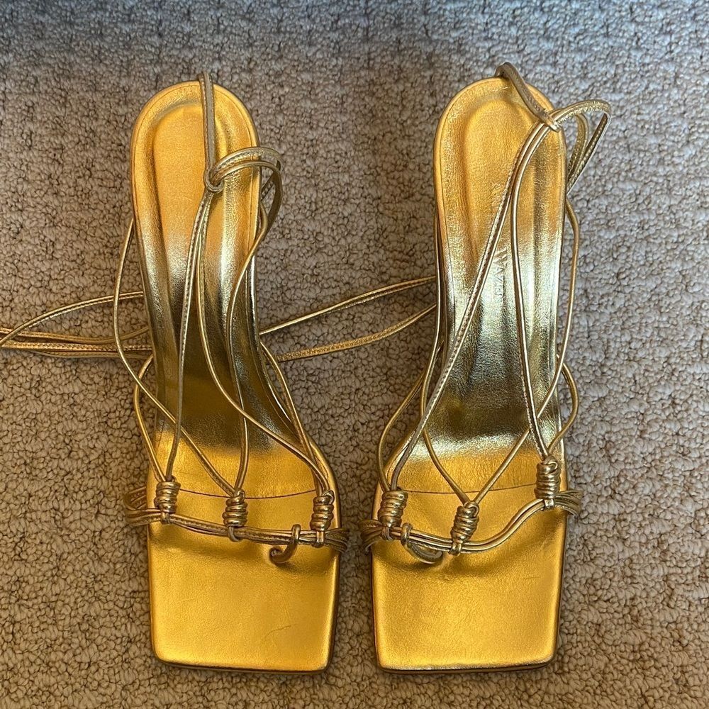 Elegant Gold Strappy Heels